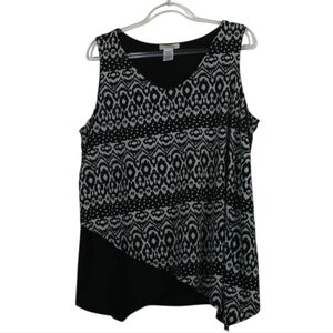 Cato Jersey Printed Shark Bite Sleeveless Top